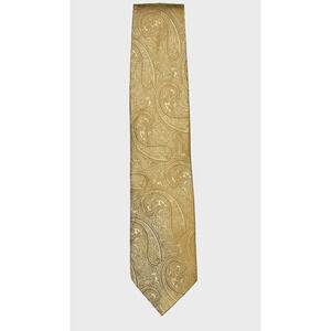 Aurelio Valentino Italy Gold Paisley Designer Tie Silk Necktie